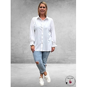 Only-M Blouse Basic Kort Roezelmanchet BIANCO